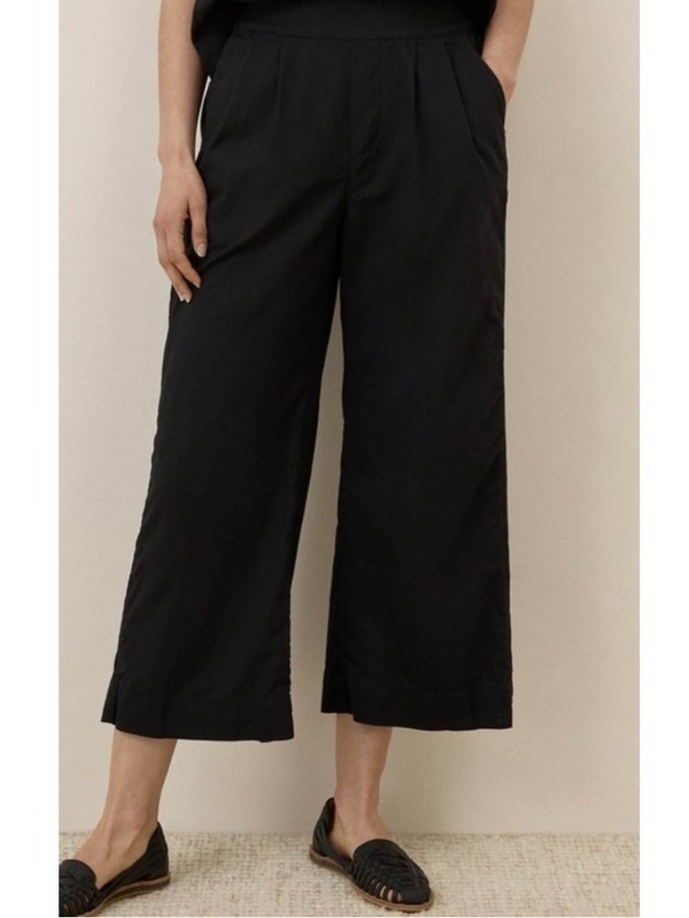 Pact Canopy Linen Pleated Trouser Black Organic Cotton Linen Wide Leg Pants M
